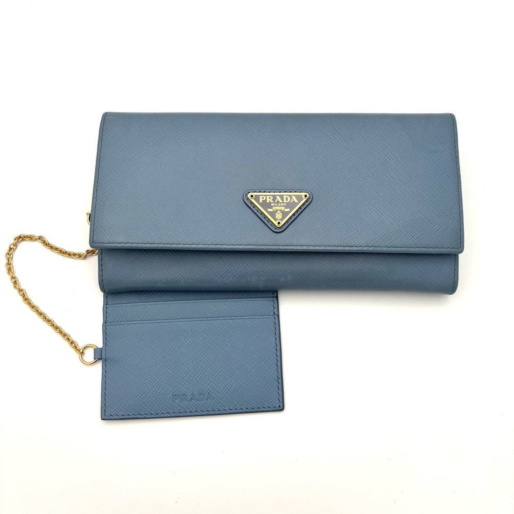 Prada Light‎ Blue Saffiano Leather Wallet